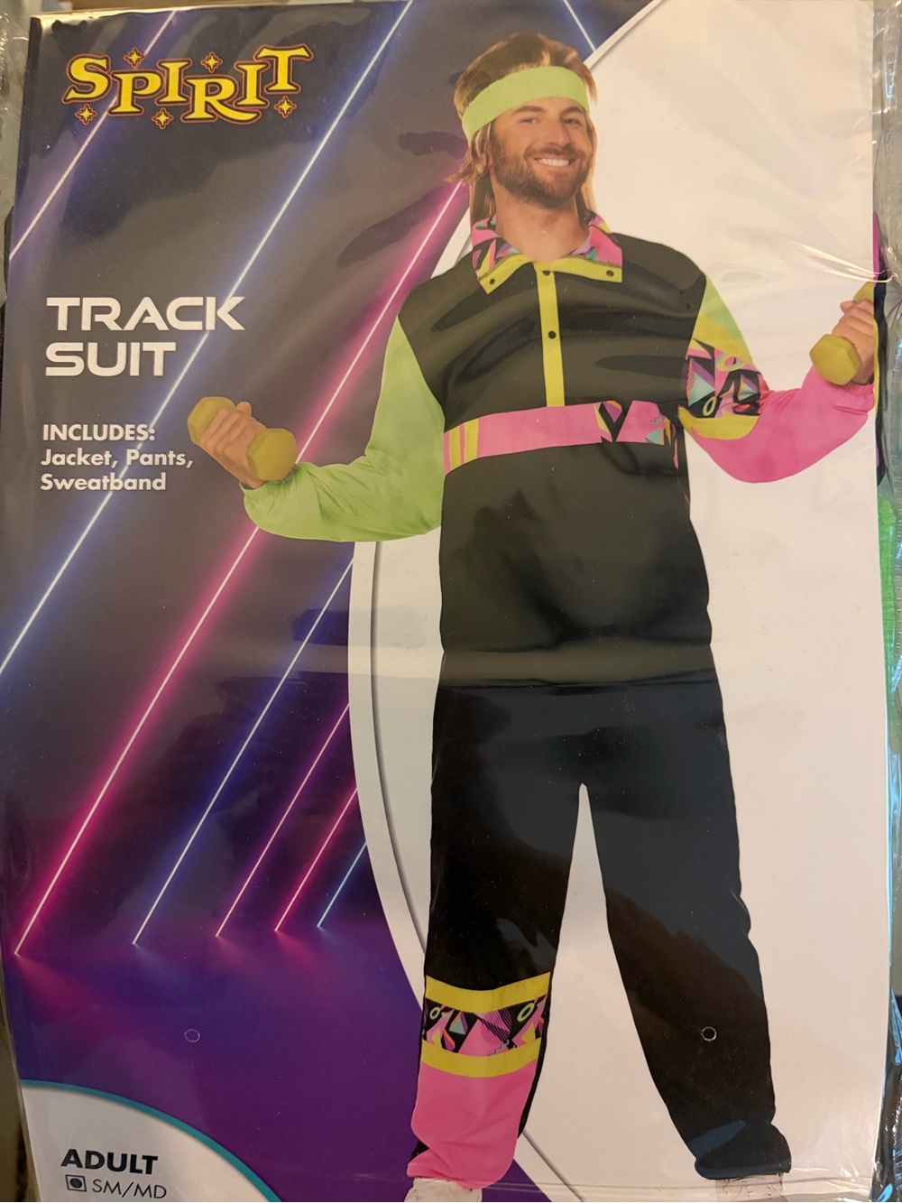Spirit 80s 90s Neon Track Suit - Black, Pink, Green